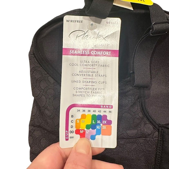 Playtex Secrets Seamless Comfort Bra Black Ultra Soft 4831 Size Medium Wireless - Picture 5 of 6